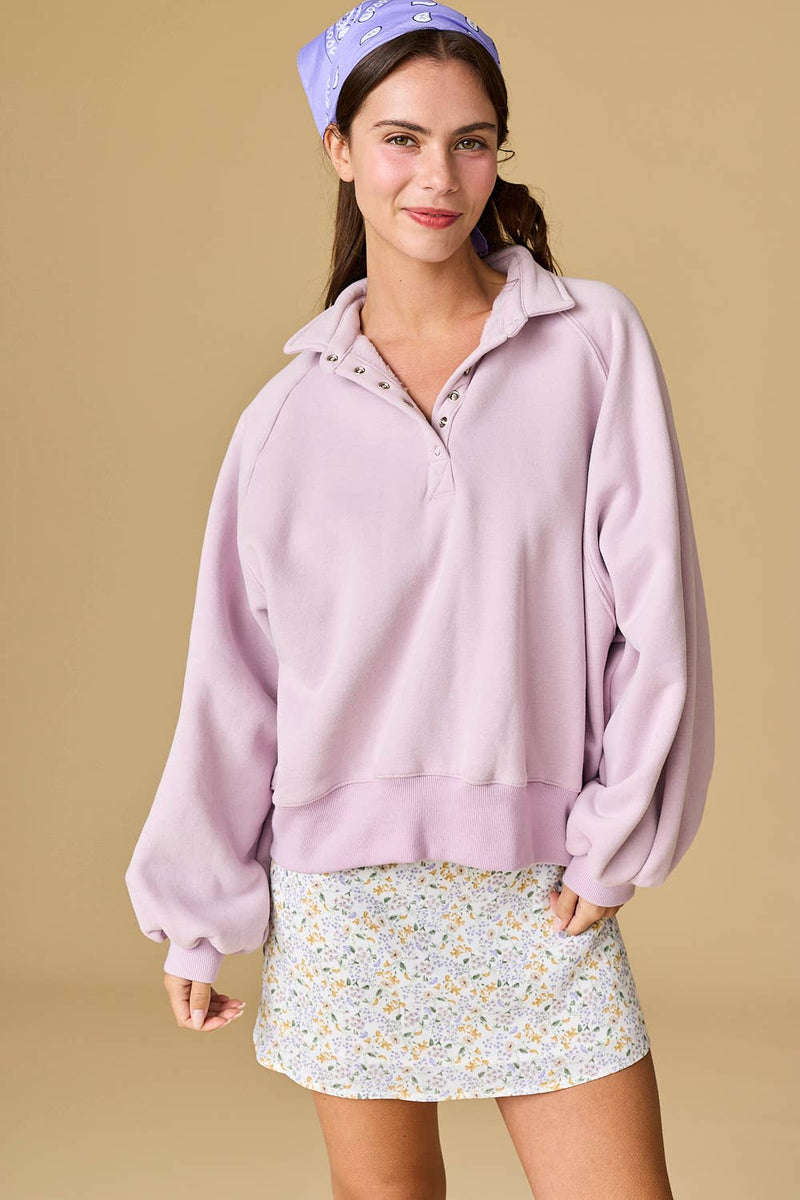 Essential Snap Button Sweater Lilac