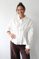 Cinched Pintuck Structured Blouse