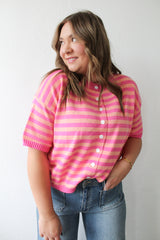 Punch Stripe Soft Button Down Cardigan