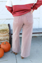 Classic Relaxed Wide Leg - Spice Brown Stripe