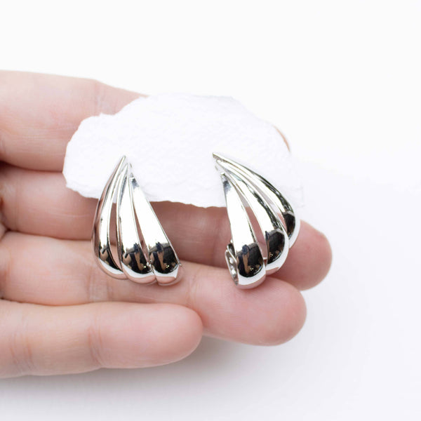 Sculptural Silver Hoop Earrings