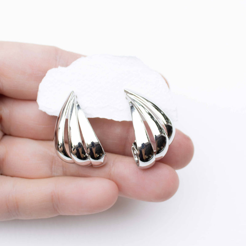 Sculptural Silver Hoop Earrings