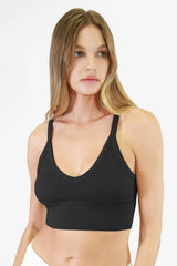 Ribbed V-Neck Bra