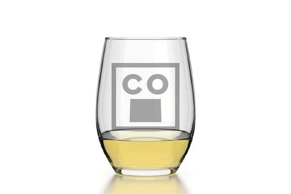 Colorado State Emblem Stemless Wine Glass