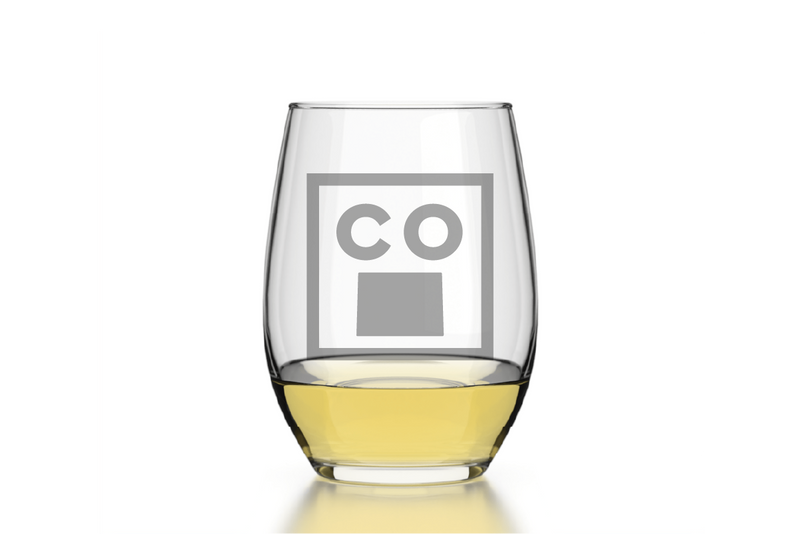 Colorado State Emblem Stemless Wine Glass
