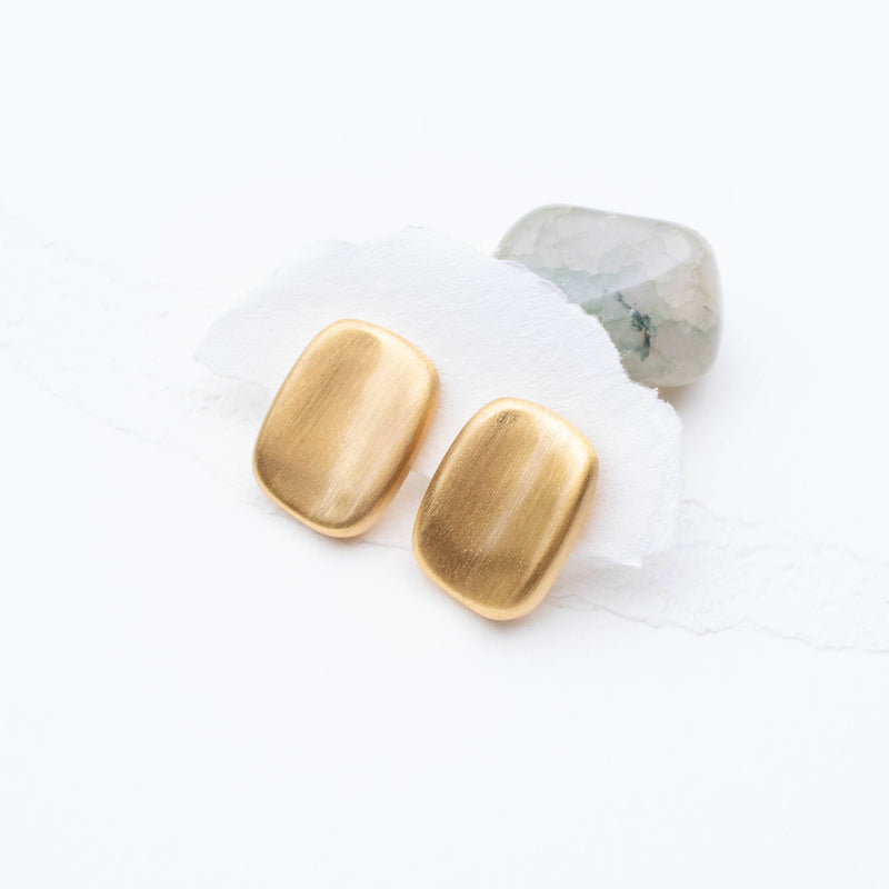 Matte Brushed Metal Stud Earrings