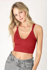 Ribbed V-Neck Bra