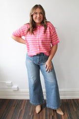 Punch Stripe Soft Button Down Cardigan