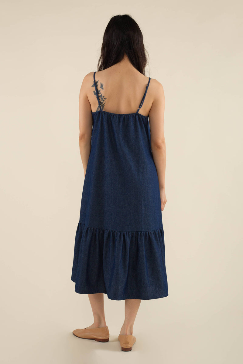 Bonnie Bow Cotton Denim Midi Dress