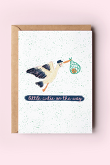 Little Cutie On the Way Stork Card