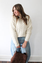 Cable Front Long Sleeve Sweater