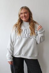 Embroidered WWJD Mock Neck Sweatshirt