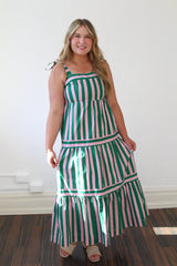 Multi Color Striped Tiered Maxi Dress