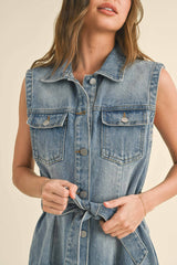 Daylin Denim Sleeveless Button Down Dress