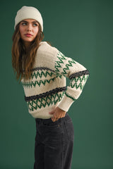 Lacey Multi Color Aztec Pattern Sweater Top