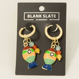 Fish And Bead Charm Hoop Earrings