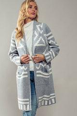 Aztec Print Open Cardigan