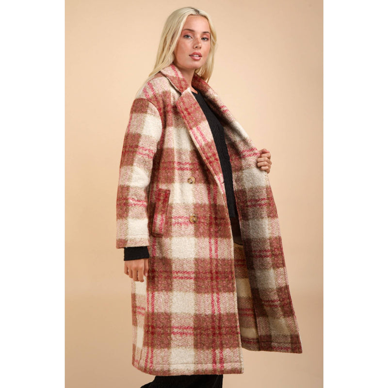 Oversized Plaid Soft Fuzzy Button Down Long Coat