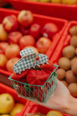 KAXI Blue Gingham Strawberry Charm Claw Clip