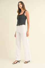 Patch Pocket Wide Leg Flare