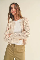 Crochet Knitted Buttondown Cardigan 2 Colors!