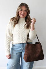 Cable Front Long Sleeve Sweater
