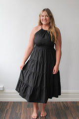 Laurel Poplin Halter Midi Dress