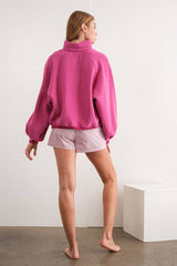Essential Snap Button Sweater Fuchsia