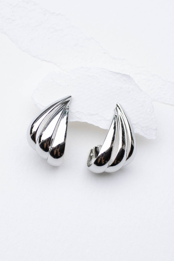 Sculptural Silver Hoop Earrings