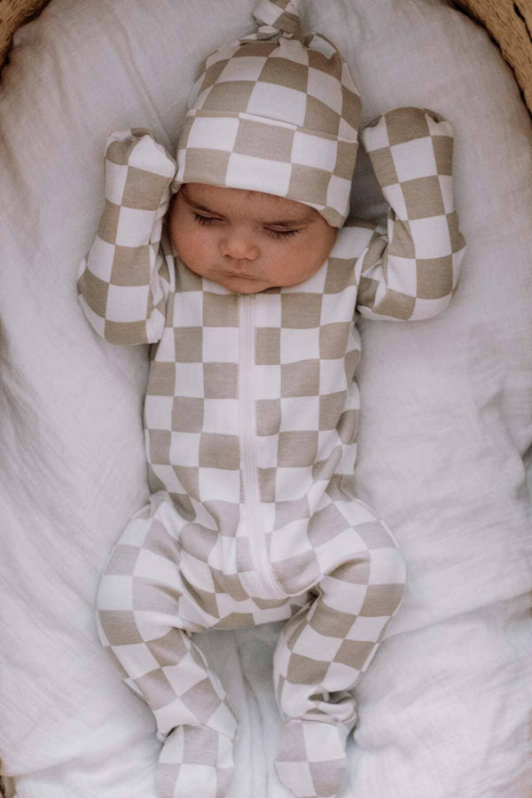 Tiramisu Checkerboard Zip Footie