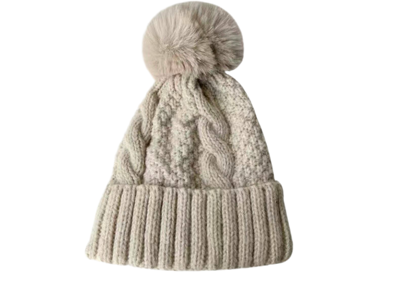 Fuzzy Knitted Pom Beanie Hats