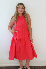 Dahlia Drop Waist Column Dress W/ Zip Front