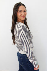 Striped Crew Neck Cardigan