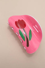 Round Floral Claw Clip