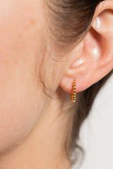 18K Gold Dainty Beaded Hoops