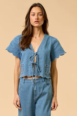 Molly Denim Tie Top