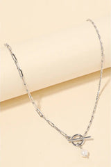 Toggle Pearl Charm Necklace