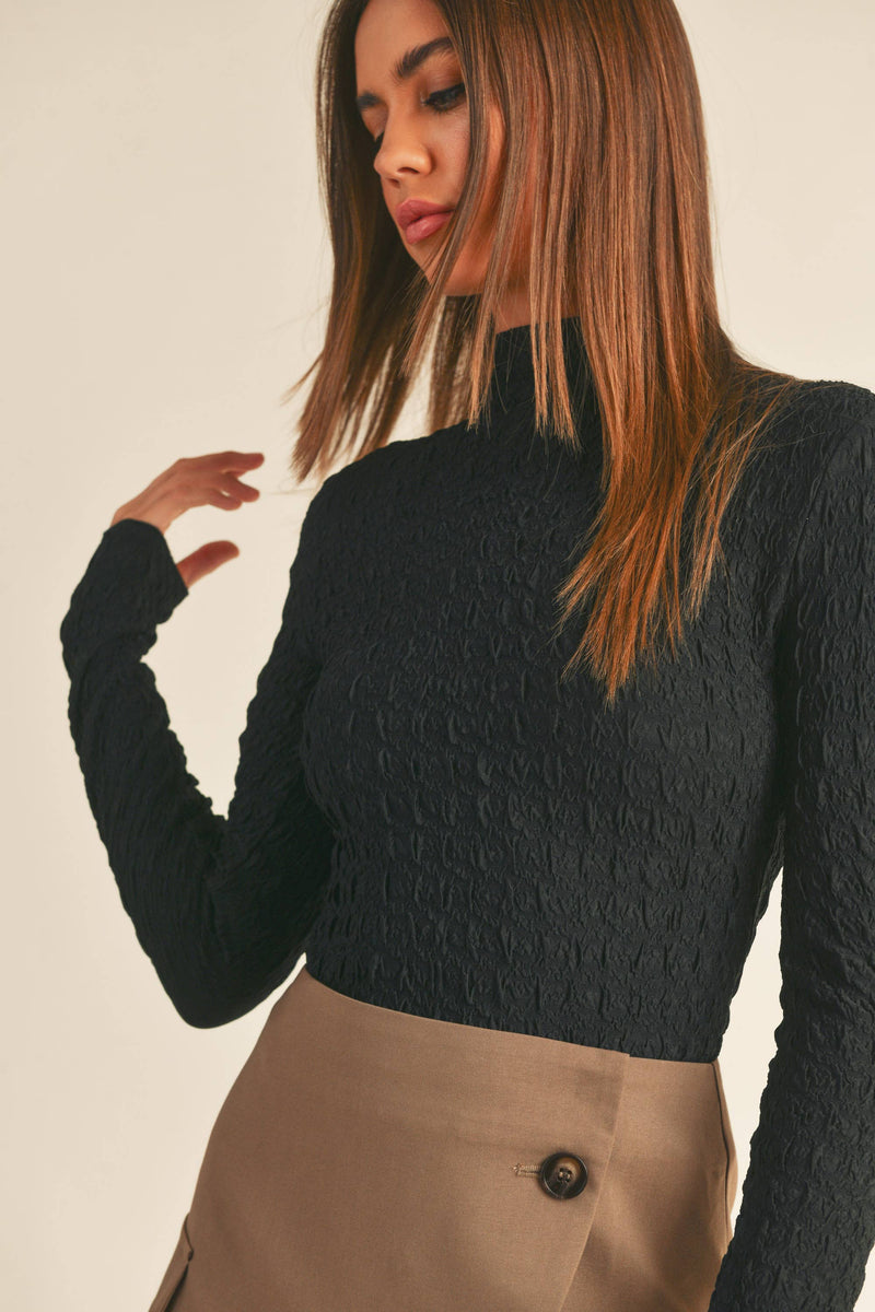 Textured Fabric Long Sleeve Top