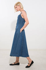 Brynn Washed Denim Midi Dress