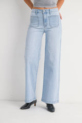 Mini Patch Pocket Wide Jeans