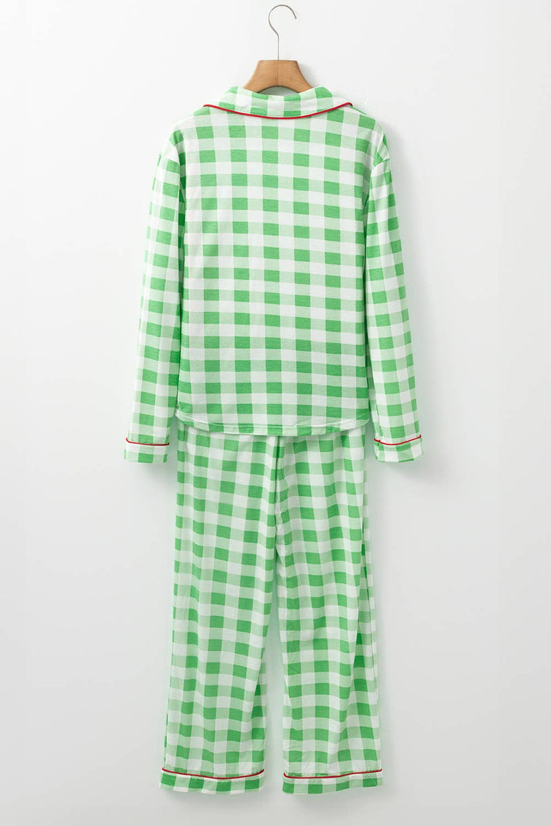 Christmas Plaid Print Shirt and Pants Pajama Set