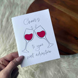 Cheers To Your Next Adventure Wine Glasses Card