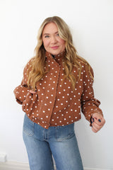 Chic Polka Dot High Neck Jacket