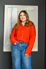 Tomato Red Piper Cardigan