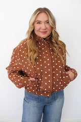 Chic Polka Dot High Neck Jacket