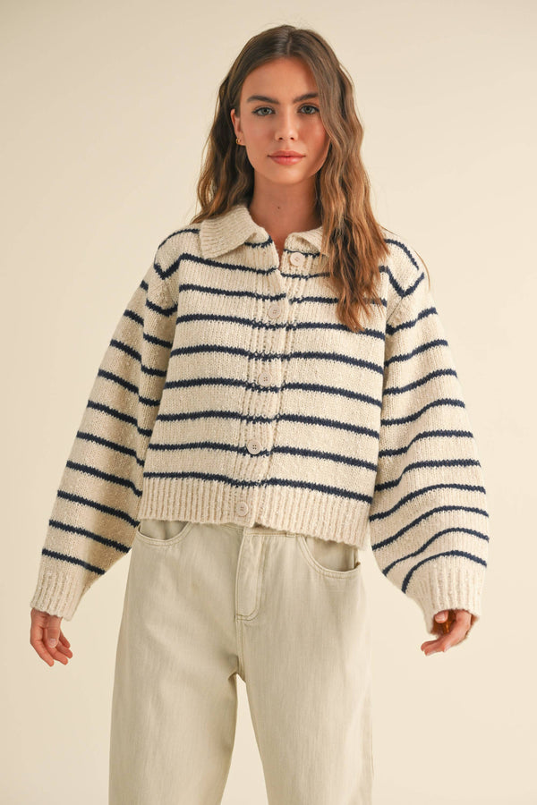 Strucker Buttondown Striped Knitted Cardigan