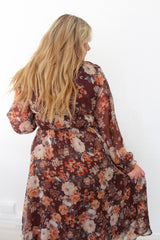 Floral Print Mock Flare Midi