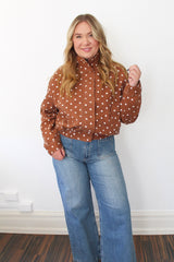 Chic Polka Dot High Neck Jacket