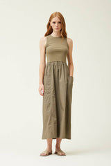 Jersey Mixed Cotton Maxi Dress