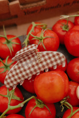 KAXI Brown Gingham Tomato Charm Claw Clip